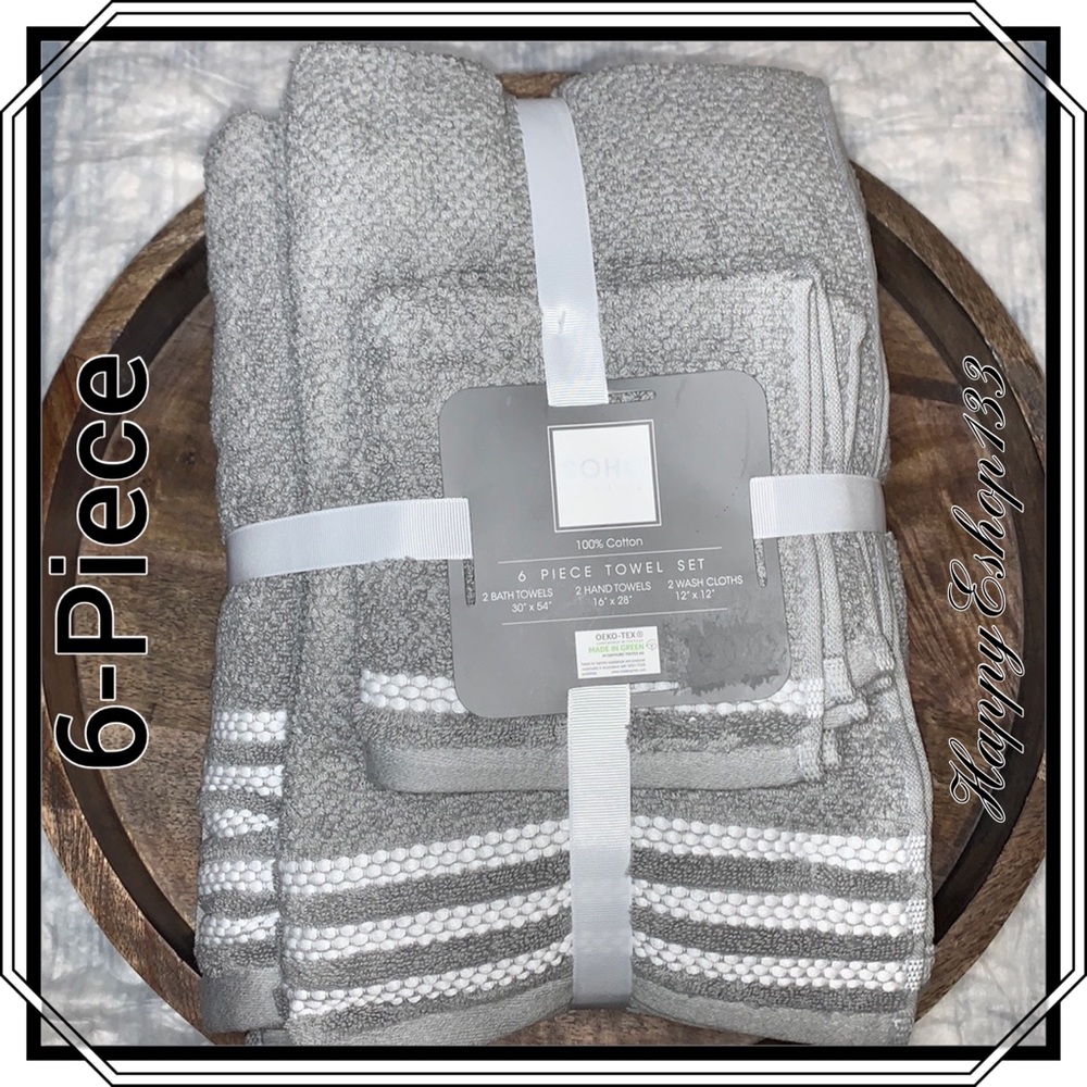 Soho Living 100% Cotton 6-Piece Towel Set Bath Hand Washcloths